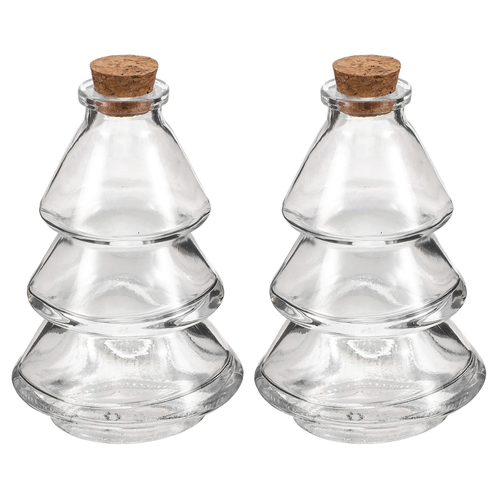 

2Pcs Miniature Wishing Bottle Glass Jars 90Ml Christmas Tree Design Clear Favor Containers for Wedding Baby Shower Decor Kids