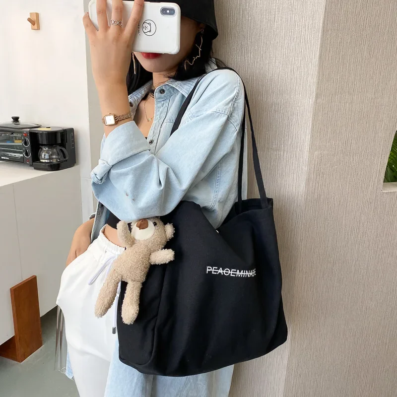 

Hand-held Tote Bag Japanese Canvas Bag Large Capacity Student Shoulder Shopping Bag