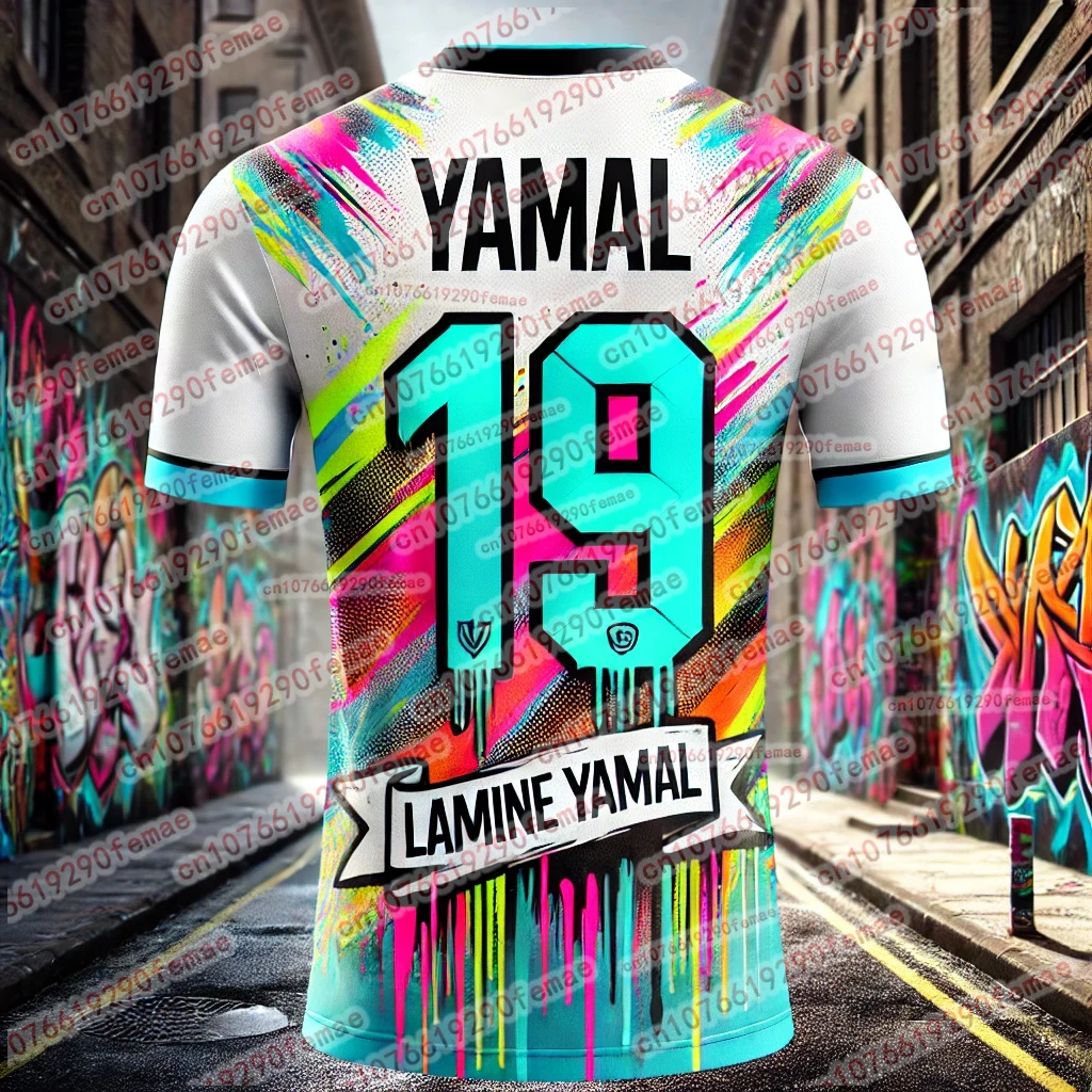 Summer Fashion New Yamal Graffiti Element Style Fan Sports T-shirt Daily Match Training Comfortable Jersey image 3