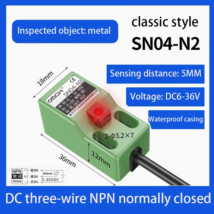 Square metal induction proximity switch sensor SN04 n/n2/3/p/d1/y two or three wire NPN24V