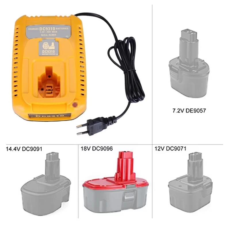 Battery Charg For Dewalt Battery EU PlugCharger DC9310 7.2V-18V Nicad & Nimh Battery DW9057 DC9071 DC9091 DC9096 Batteia Charger