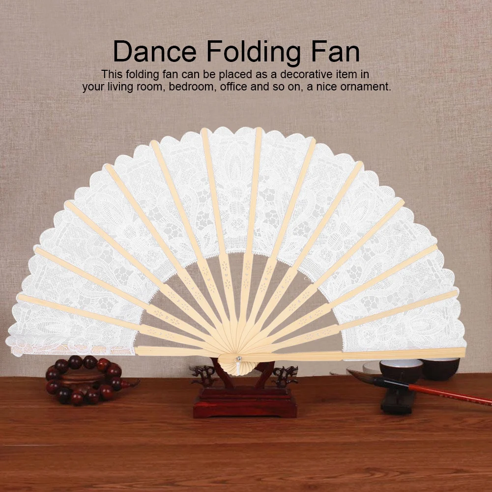 Vintage Chinese Style Hollow Lace Hand Folding Fan For Party Bridal Wedding Home Decor Prop