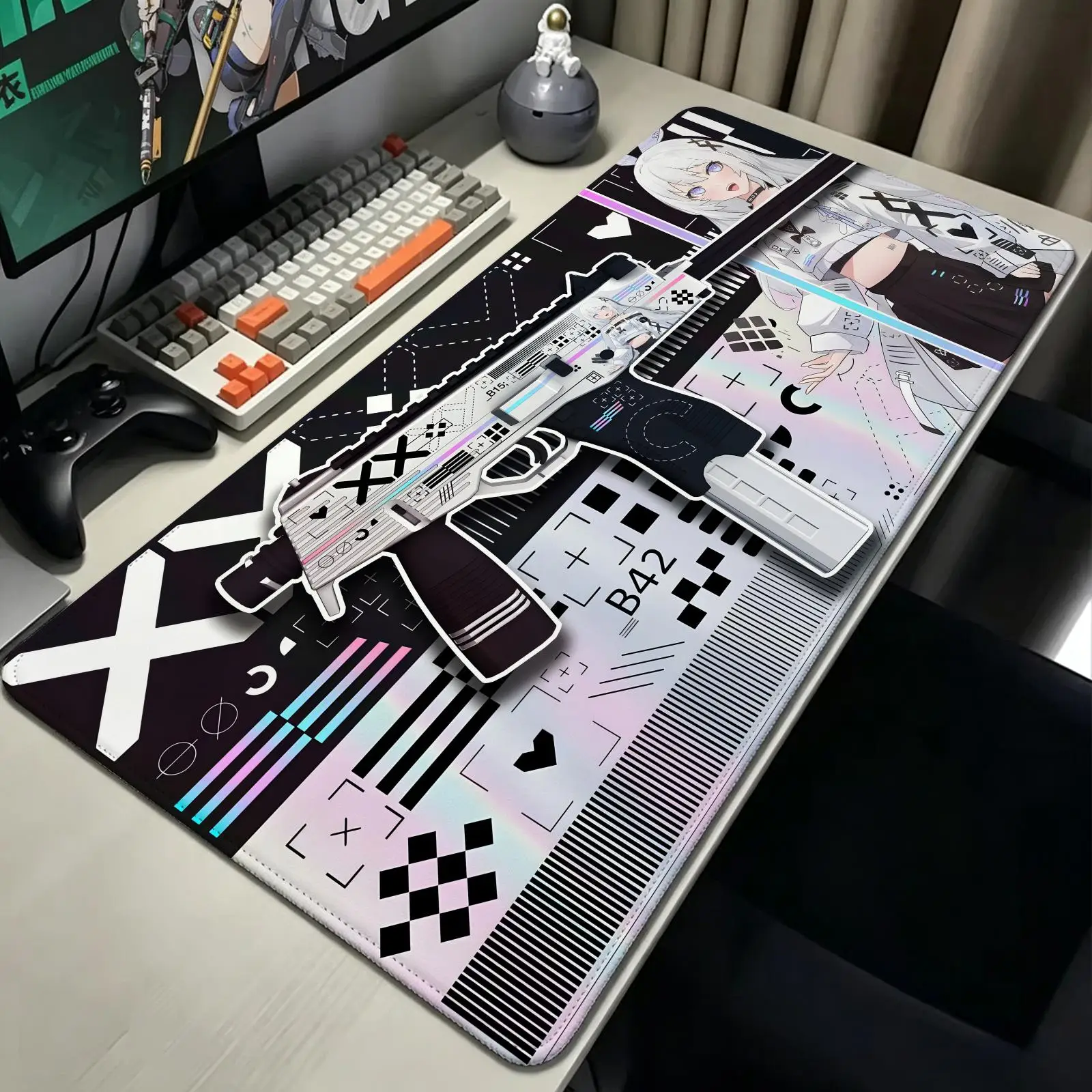 Csgo Printstream Mouse Pad XXL Anime E‑Sports Mousepad, Stitched Wearproof Edges, Smooth Non‑Slip Mat for Desktop & Laptop Games