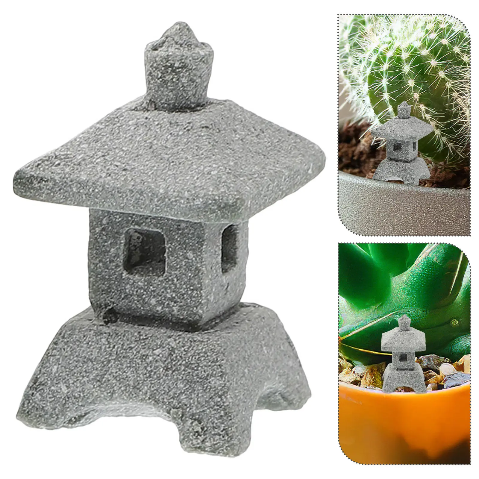 Handcrafted Japanese Stone Pagoda Lantern Zen Garden Sculpture Miniature Sandstone Ornament for Aquarium Indoor Outdoor Micro
