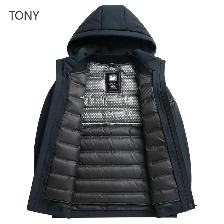 Men\'s Winter Down Jacket Goose Down Padding Removable Liner 2024 Designer Clothes Men Hooded Padded Jacket Coats for Men