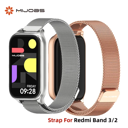 Para Mi banda 9 activa pulsera de correa para Xiaomi Smart Band 9 activa pulsera Mi banda 8 Active Metal Watchband para Redmi Band 2 3