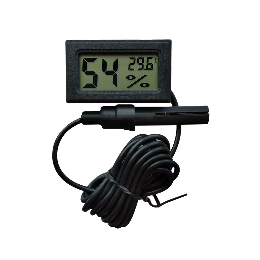 Factory FY12 Digital LCD Embedded Electronic Digital Temperature and Humidity Meter with Probe and Cable Thermometer FY-12