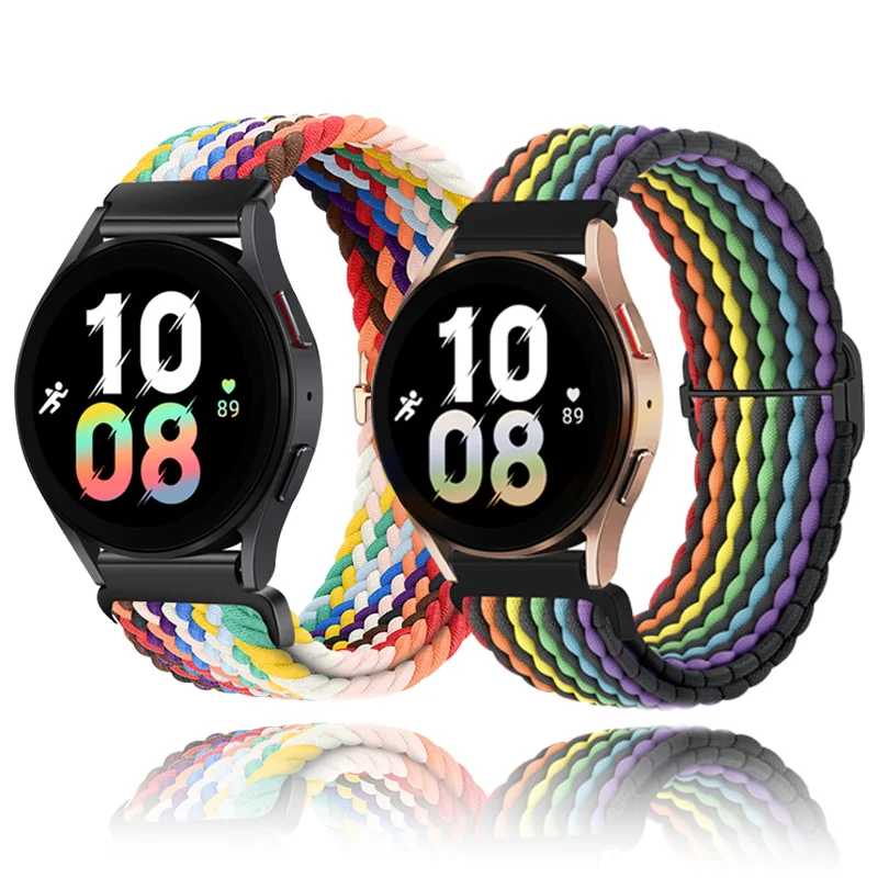 

2 Packs Rainbow 20mm Braided Nylon Band Compatible With Samsung Galaxy Watch, Sport Loop Strap for Garmin, Pride Day