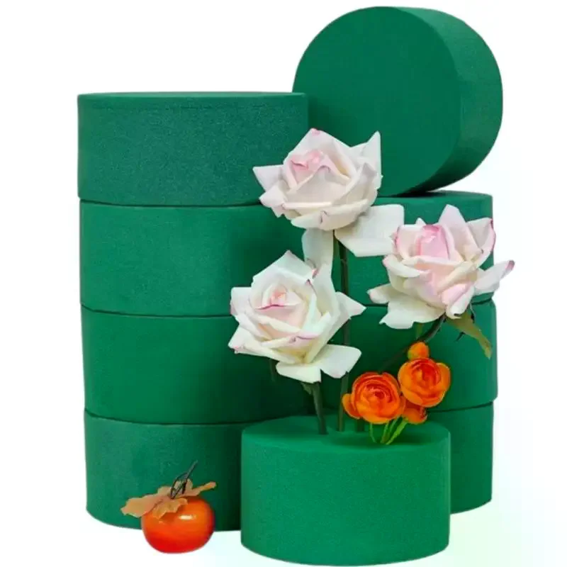 5/10Pcs DIY Fresh Artificial Flowers Wet Dry Florist Foam Bricks Green Round Floral Foam Blocks Wedding Praty Flower Decor