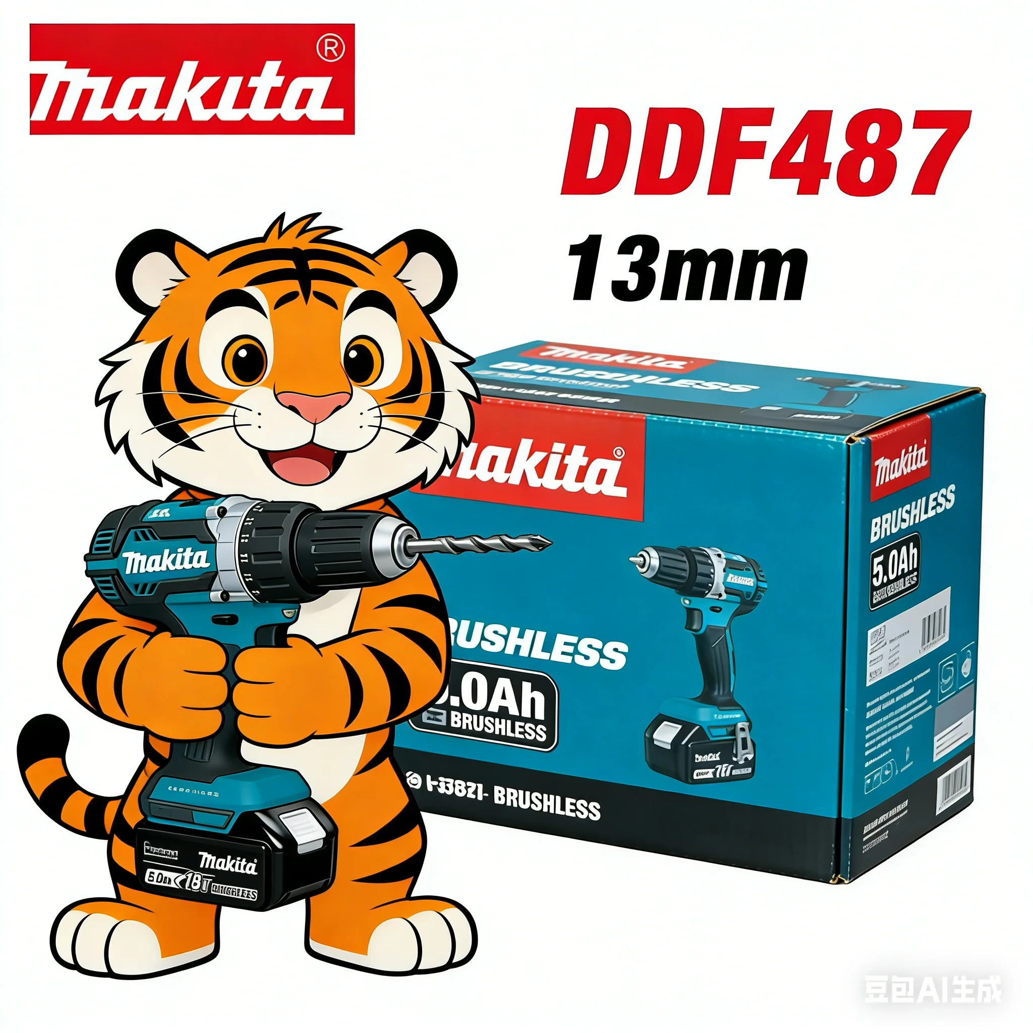

Makita battery DDF487 13mm brushless household 18V lithium-ion charging impact drill,high torque electric screwdriver