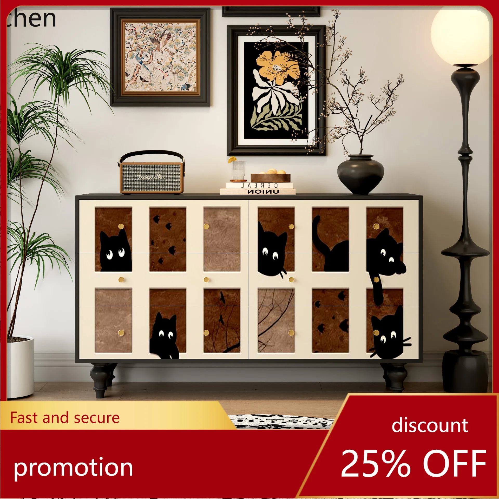

ZML retro Chest of Drawers Bedroom Multi-Functional Storage Cabinet Living Room Wall Storage Cabinet