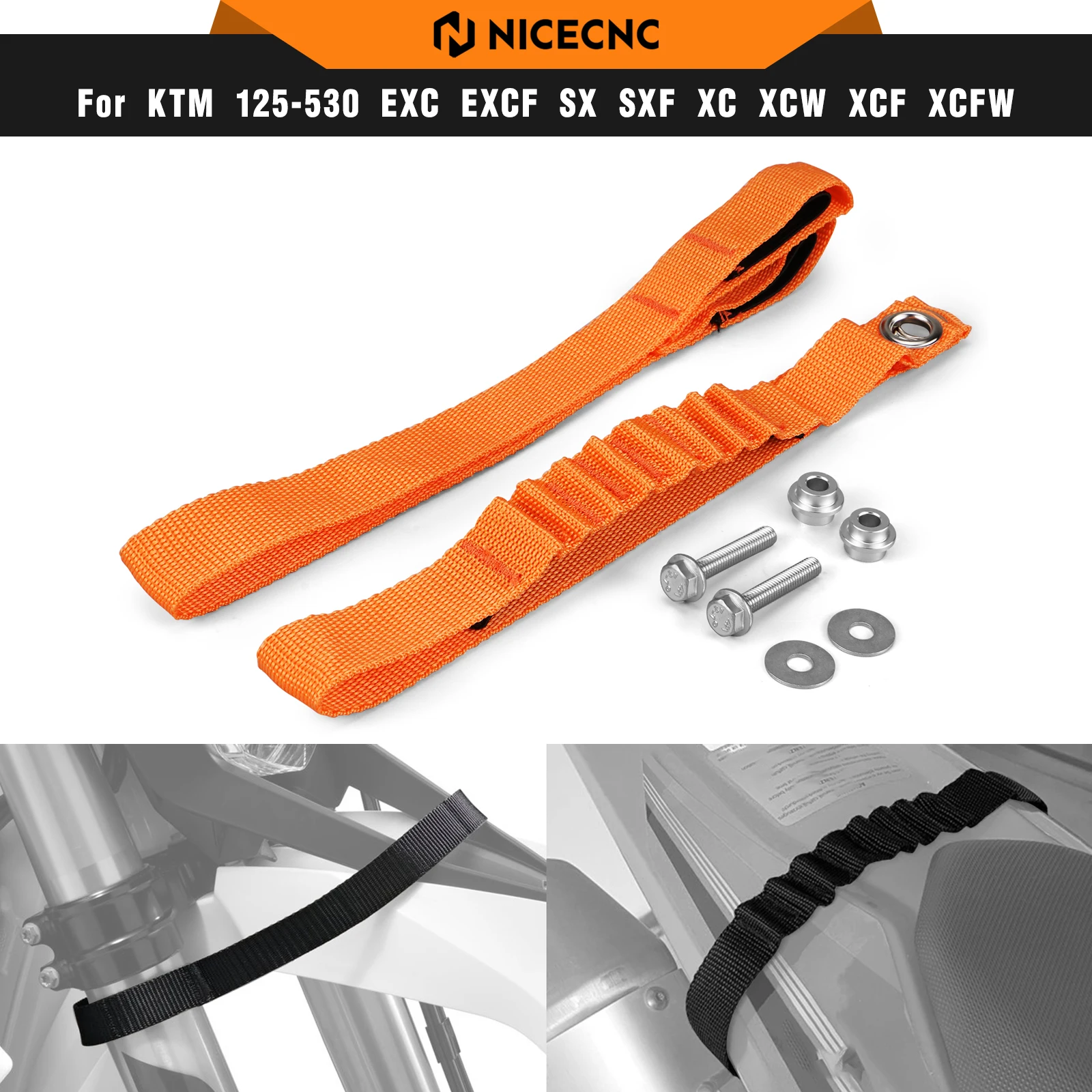 

Motocross Front Rear Holding Fender Pull Straps For KTM EXC 300 EXC-F 350 XC-W 500 TPi SIX DAYS 2023 SX 125 SXF 450 2019-2022