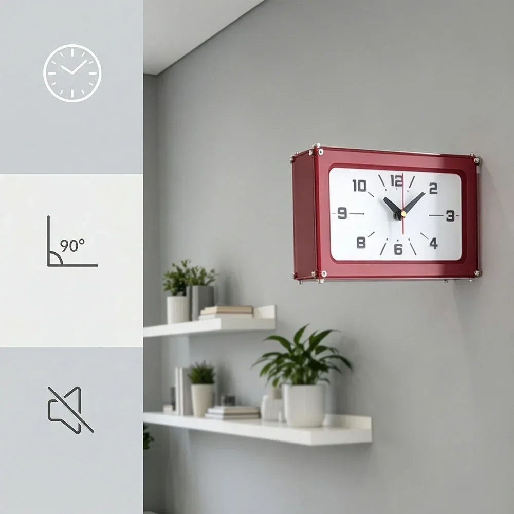 Minimalist Vintage Double Sided Clock – Noiseless Acrylic Wall Clock for Living Room, Elegant Home Decor