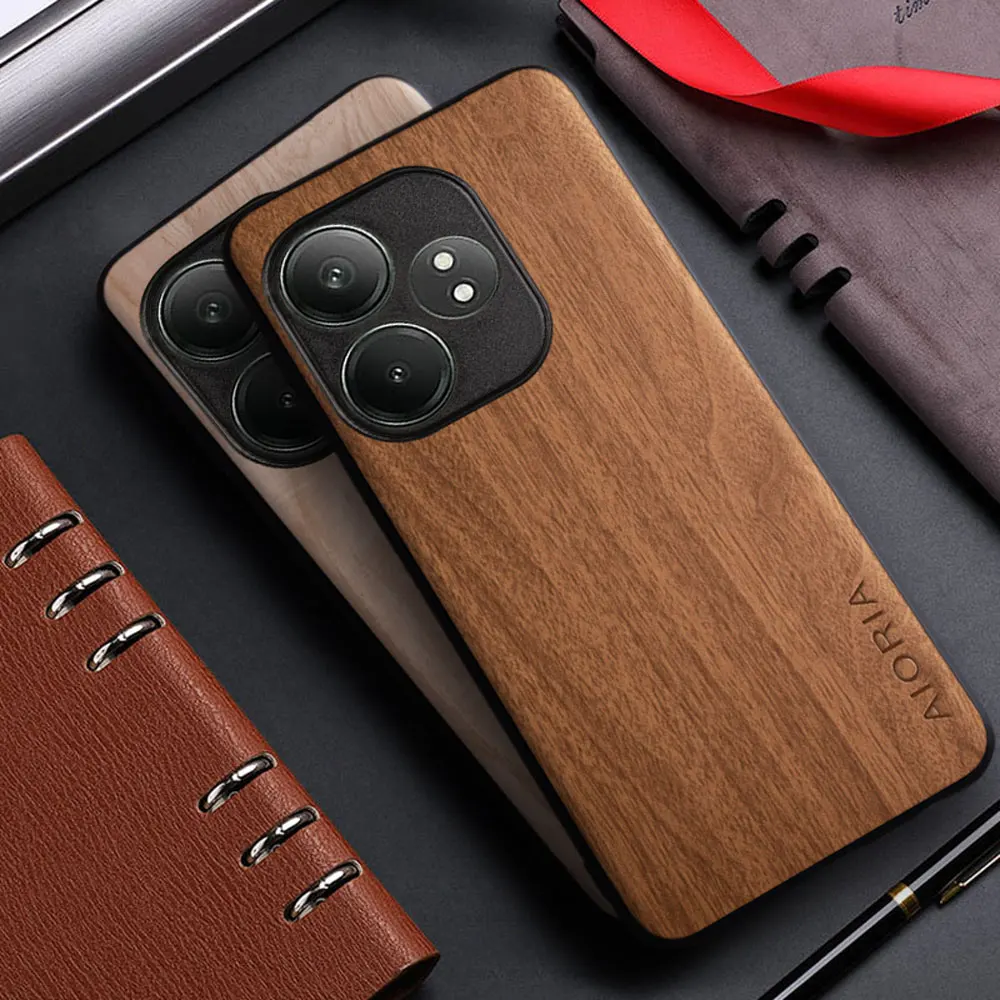 Case for Realme GT Neo 6 SE Neo 5 3T 2 2T Pro 5G funda bamboo wood pattern Leather cover for realme gt neo6 se neo5 3t 2t case