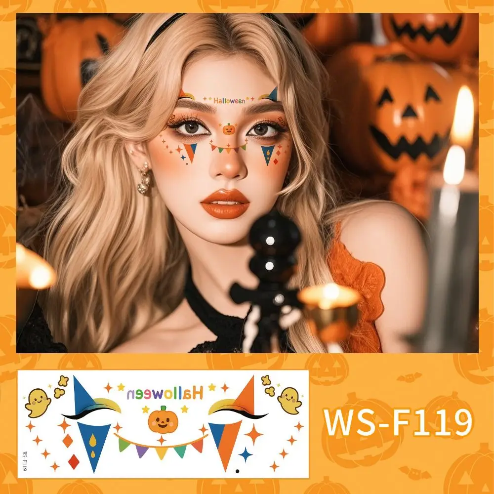 

Disposable Halloween Face Tattoo Waterproof Long-acting Cheek Temporary Stickers Terrifying Transparent Bat Face Stickers Ball