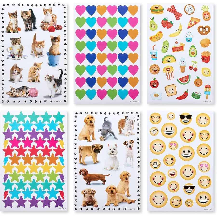 Pegatinas creativas y divertidas para formas surtidas, lindos animales y caras sonriente, ideales para proyectos escolares, cuadernos y C