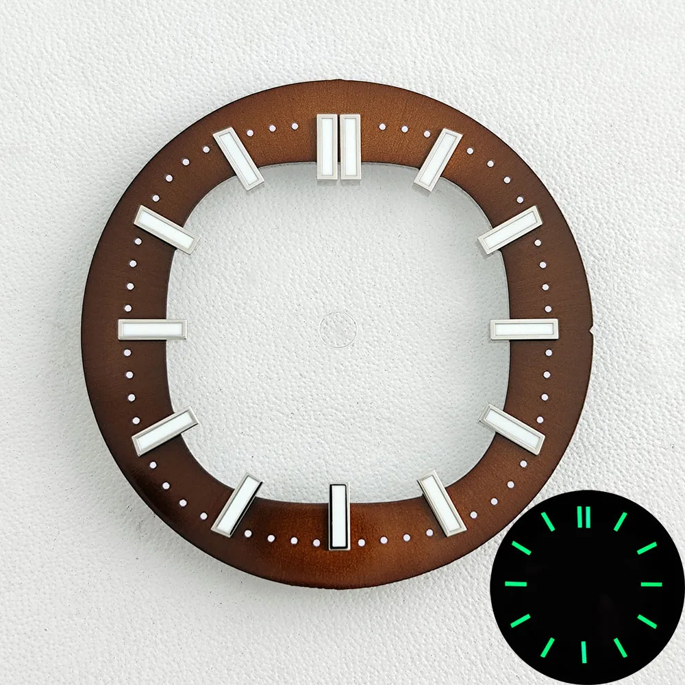 Esfera de reloj luminosa verde adecuada para movimientos NH35, herramienta de reparación de accesorios de reloj