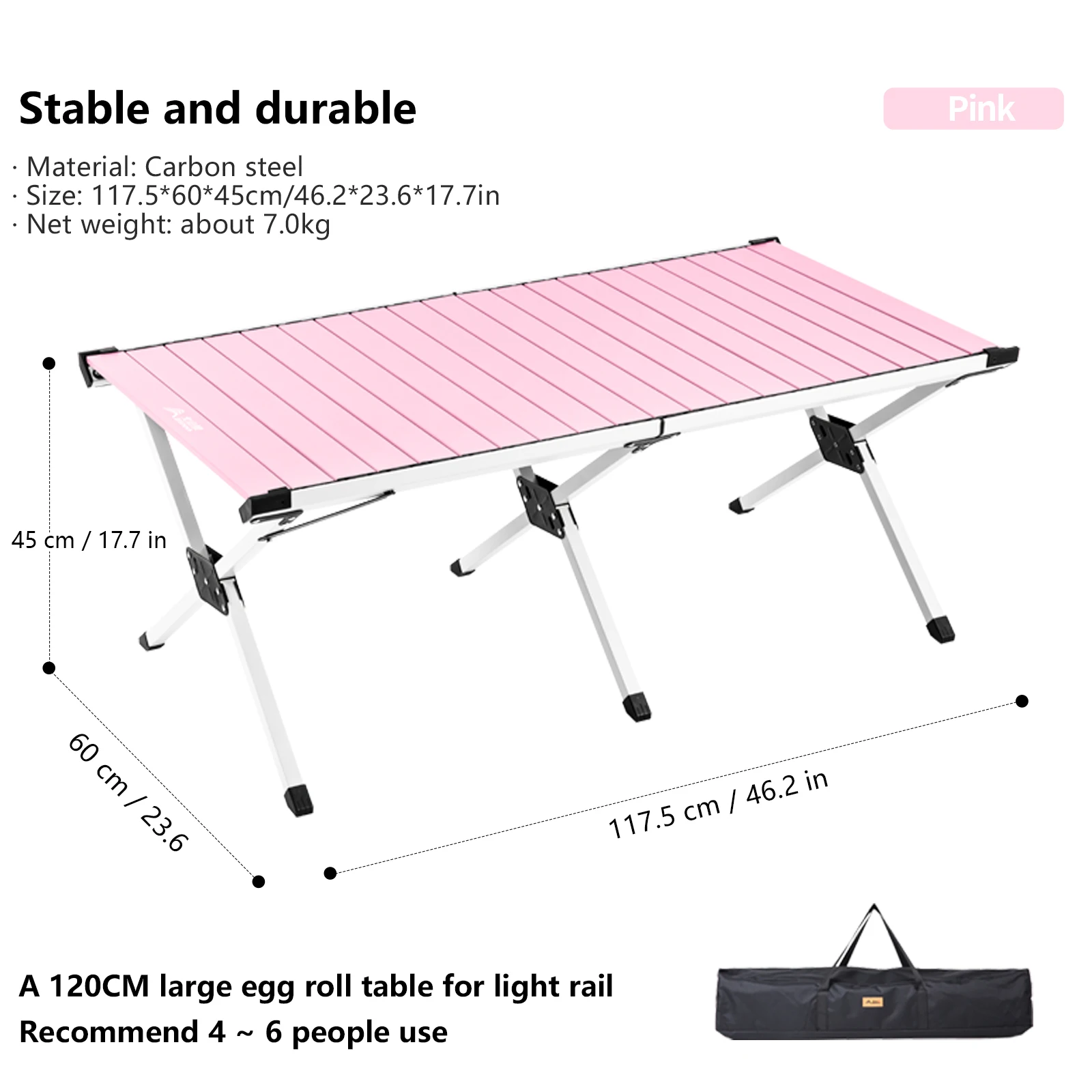 BISINNA Upgrade Nieuwe Outdoor Camping Loempia Tafel Draagbare Koolstofstaal Klaptafel Met Draagtas voor Picknick BBQ