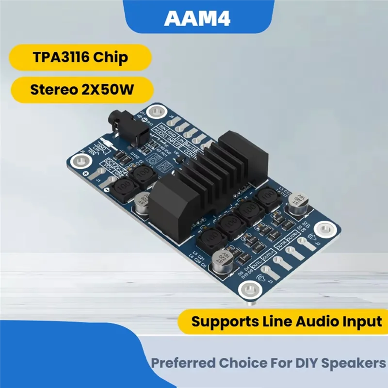 B29C-TPA3116 2x50w placa amplificador de áudio tpa3116 placa amplificador estéreo de áudio modo bypass estéreo sem som e sem fundo