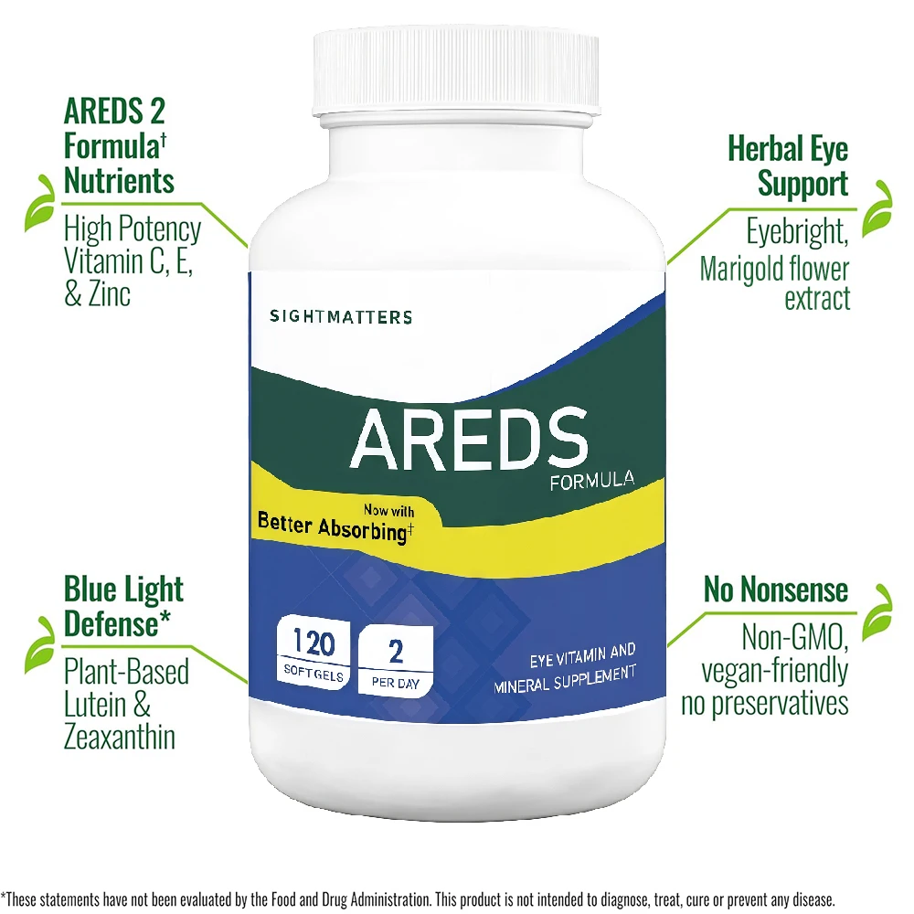 AREDS 2 Eye Vitamins, Classic Macular Support, with Natural Vitamin E, Vitamin C, Zinc, Copper, Lutein & Zeaxanthin, 120 Softgel