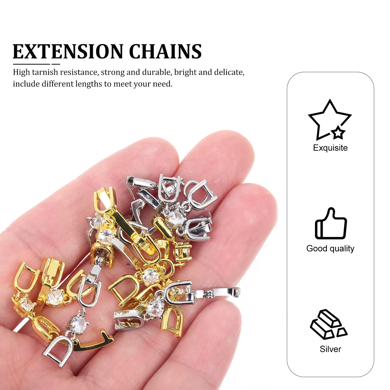 

12 Pcs Clasps Multi Necklace Layering Chain Extender Rhinestone Crystal Links Shortener Pinch Breakaway