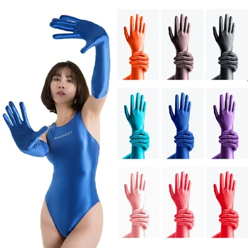 Amoresy Alecto-guantes de cinco dedos de manga larga, protectores solares brillantes, Bola de colores, seda suave