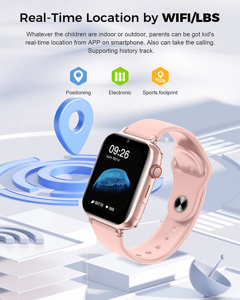 New 4G Kids Smart Watch Video SIM ROM 8GB Call Phone Watch Monitor GPS SOS Location Monitor Children Boy Girl Smartwatch Gifts