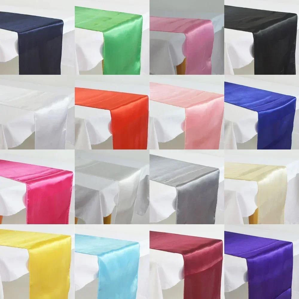 30x180cm Satin Table Runners Wedding Decoration For Birthday Baby Shower Christmas Party Gold/Royal blue Table runner cloth