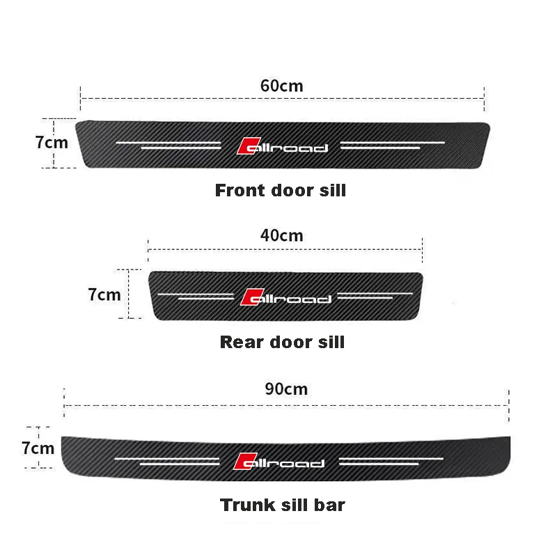 Carbon Fiber Decals For Audi allroad A3 A4 B8 8P 8V B6 A5 A6 C7 Q5 B9 B7 C6 Car Door Sill Stickers Auto Trunk Door Sill Scuff