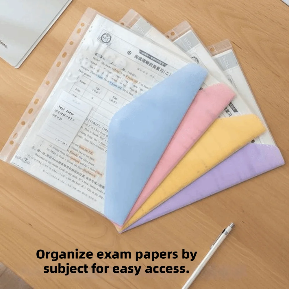 Practical PP Loose Leaf File Bag Set Detachable Large Capacity 2 Hole Binder Folders Waterproof Test Paper Storage Clip Students