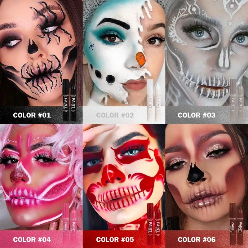 Körperbemalter Make-up-Stift, mehrfarbig, Gesichtsbemalung, hohe Farbwiedergabe, wasserfest und schweißfest