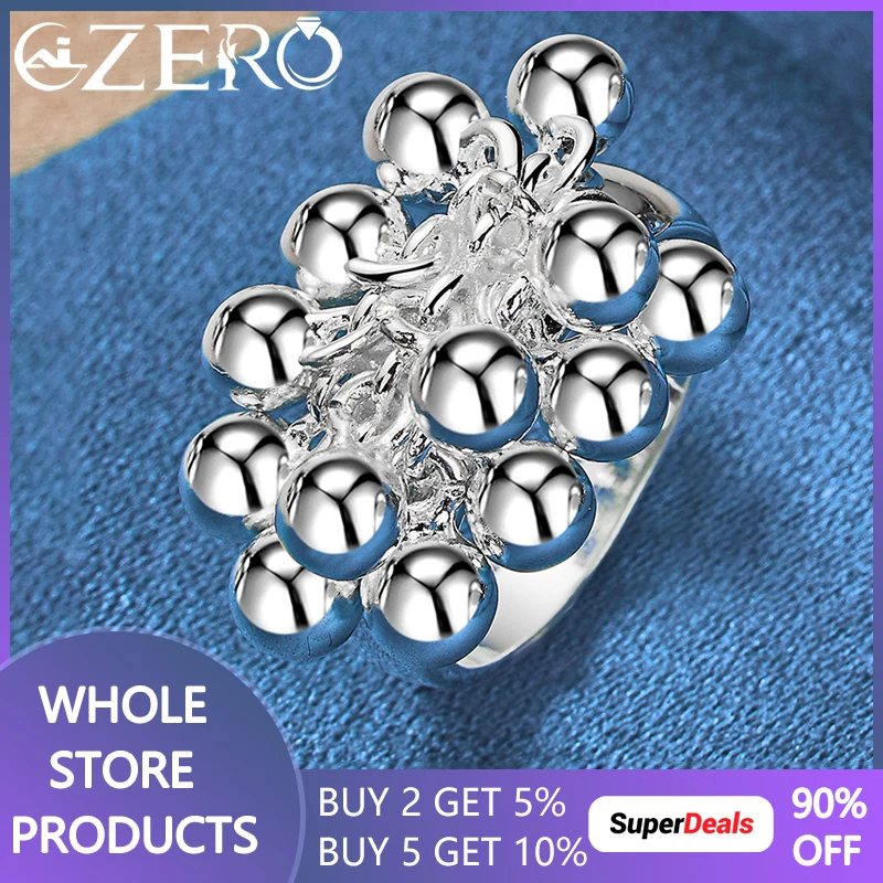 

ALIZERO 925 Sterling Silver Grape Beads Ring For Women Wedding Rings Fashion Charms Party Jewelry Holiday Gift Free Shipping