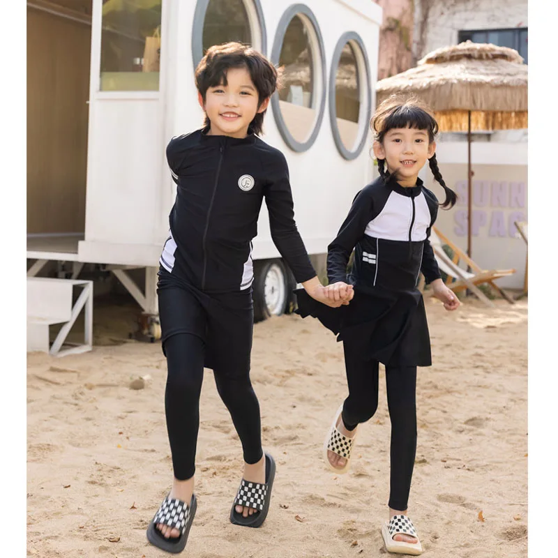 Girls Rash Guard Long Sleeve Swim Dress with Leggings Full Body Sun Protection Quick Dry Rashguard Swimsuit Kids Youth Toddler