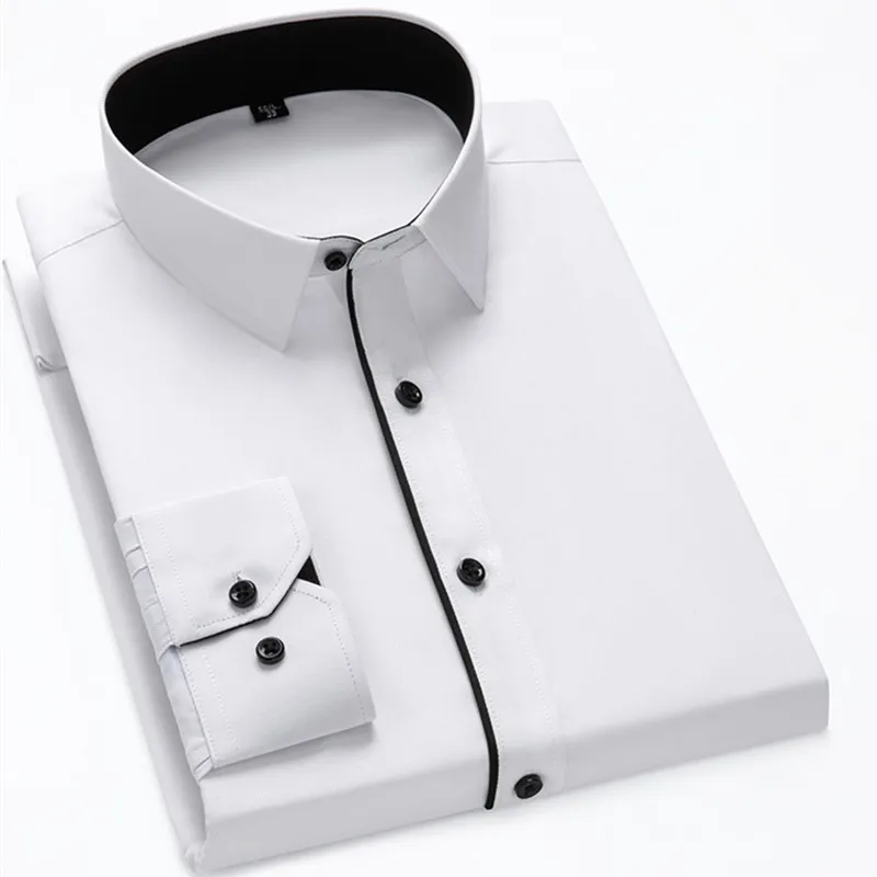 Plus Große Größe 8XL 7XL 6XL Business Volle Shirts Für Mann Twill Plain Formale Patchwork Kausalen Koreanische Mode Büro Frühling herbst