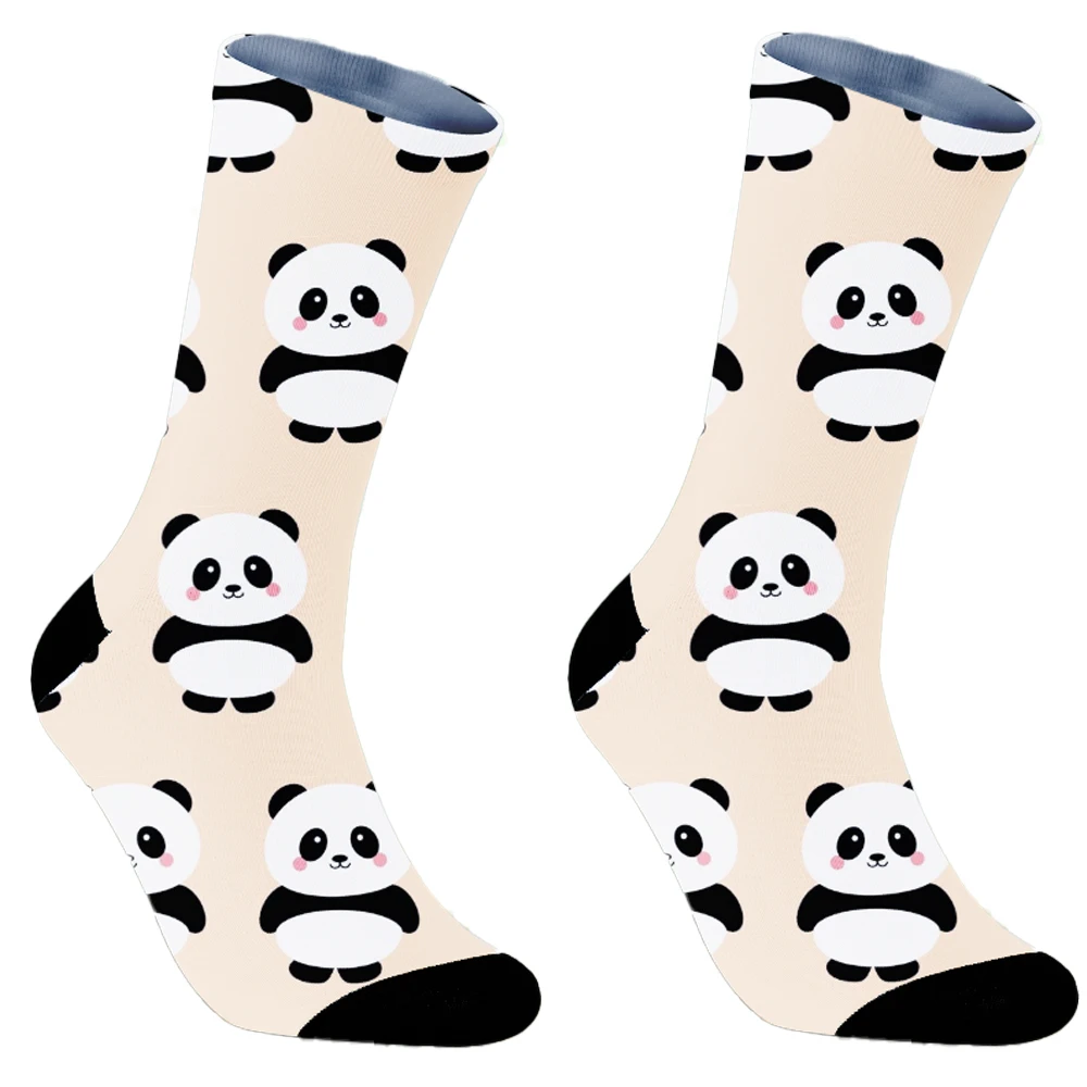 Calcetines divertidos con estampado artístico para hombre, medias coloridas de panda, moda harajuku, ciclismo, novedad de primavera