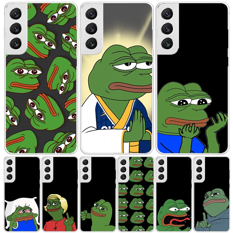 Cute Frogs Party Sad Pepe Phone Case For Samsung Galaxy S24 S23 S22 S21 FE S20 Ultra S10 Plus S10E S9 S8 + Art Customized Coque