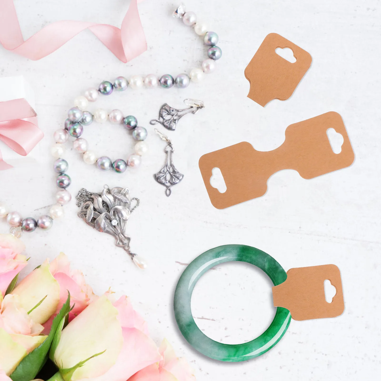 100Pcs Blank Foldable Jewelry Display Cards Versatile Use Necklace Bracelet Tags Necklace Display Card Jewelry Hanging Tags