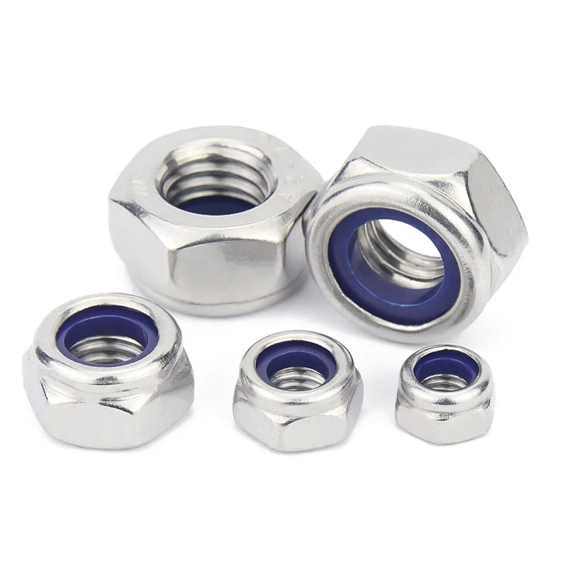 304 Stainless Steel Nylon Insert Lock Nut, Hex Nylon Lock Nut, Self-Locking, A2 Stainless Steel DIN 985 Corrosion Resistance