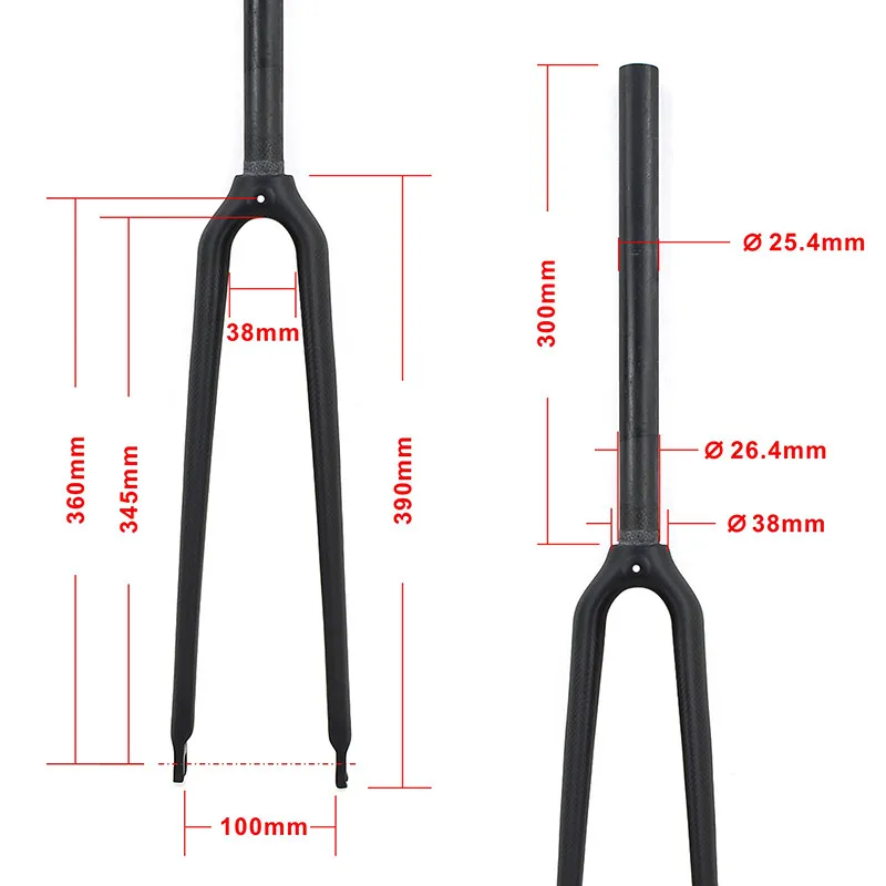 Neueste 700C 25,4mm Rennrad-Gabel, glänzend matt, 3K UD Vollcarbon-Gabel, Carbon-Track-Fixie-Fahrrad-Vordergabel, hart – Detail 4