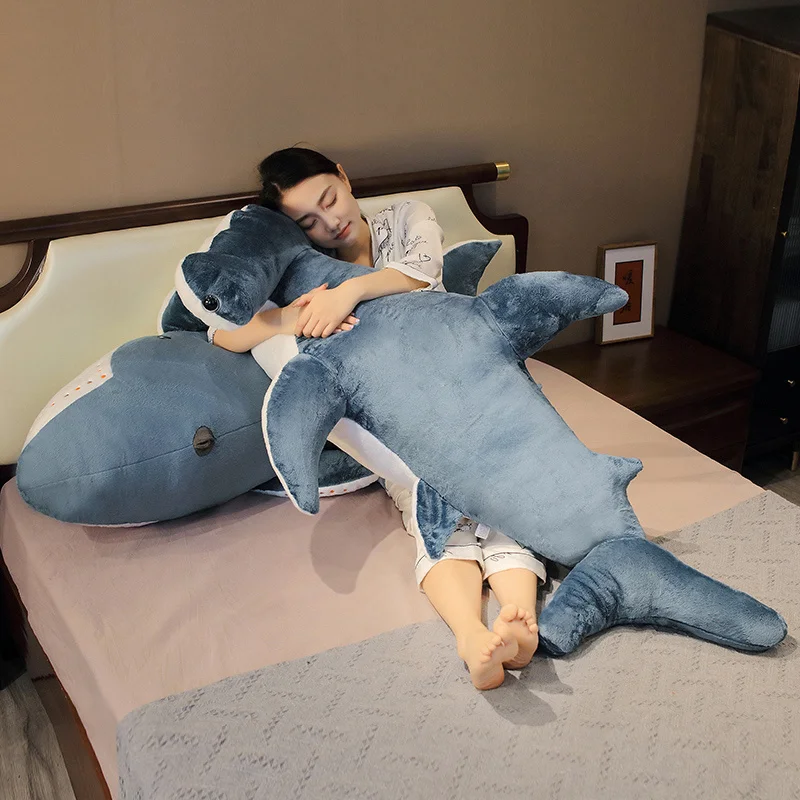 Giant Hammerhead Shark Blue Whale Plush Toys Big Sleep Pillow Christmas Gift Sea Animal Pillow Kids Stuffed Toys Room Decoration