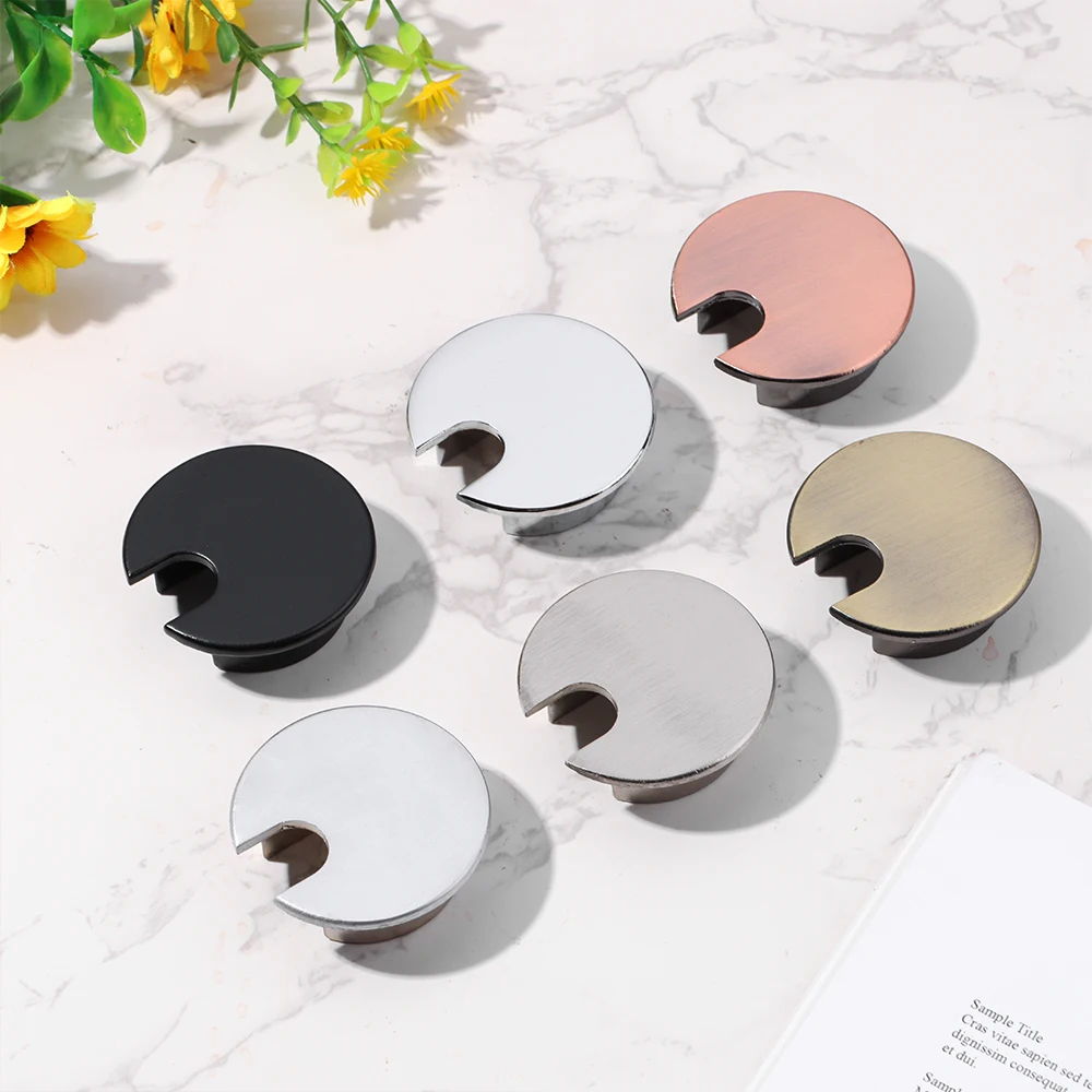 35mm Zinc Alloy Desk Wire Hole Cover Base Computer Grommet Table Cable Outlet Port Surface Line Box Furniture Hardware