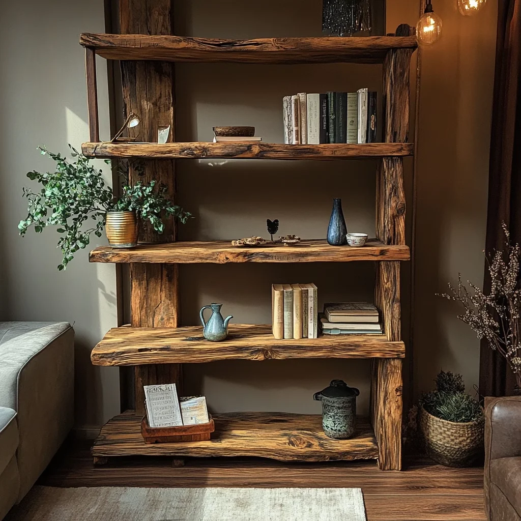

Old wooden edge cabinet Solid wood bookshelf Floor shelf Multi-layer tea set storage display cabinet