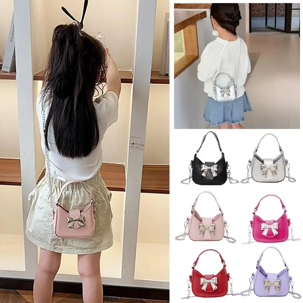 Korean Style Girl Princess Bag Cute Sweet Bow Chain Crossbody Bags for Girls Bowknot Hand Bags Toddler Purses and Handbags Gift