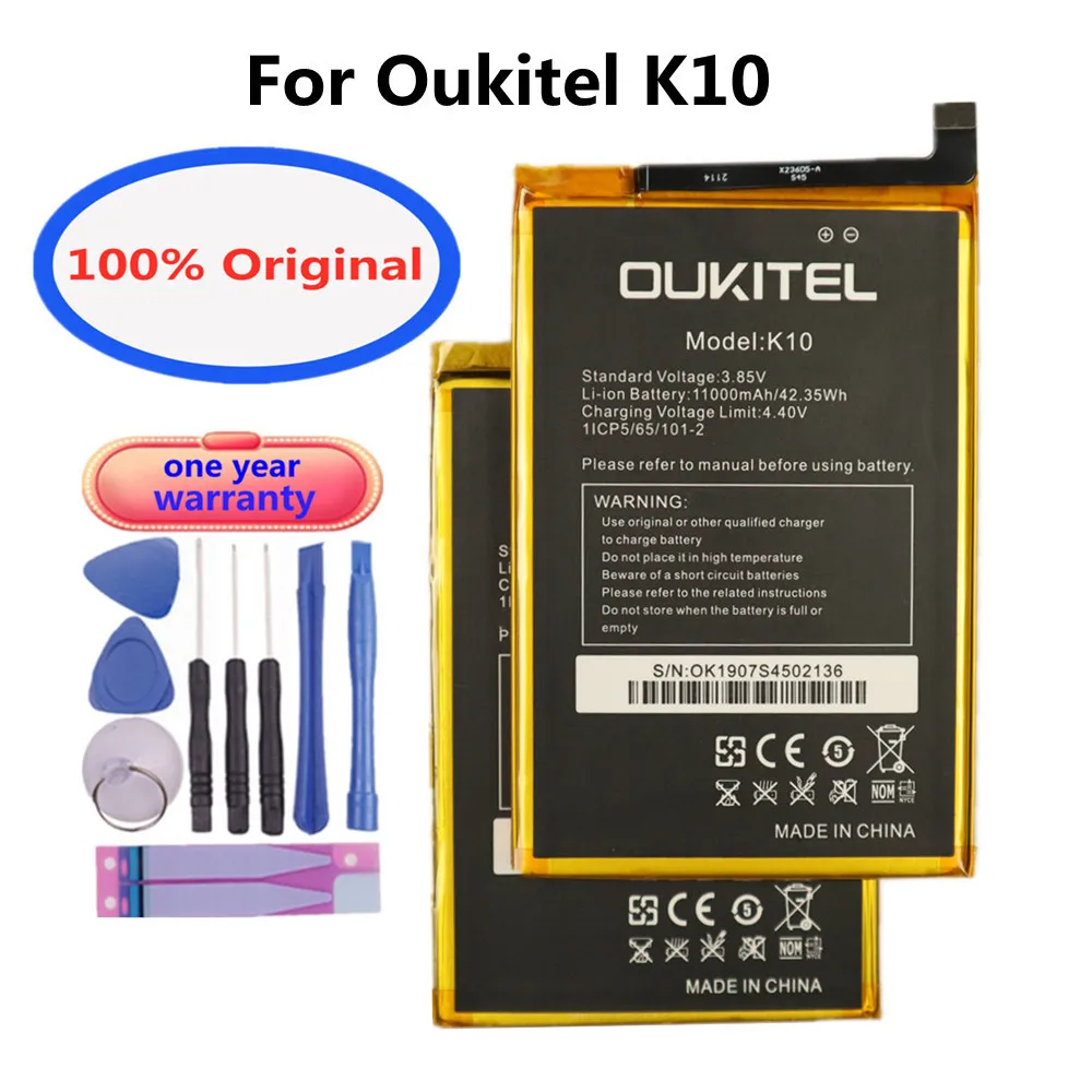 

High Quality 11000mAh / 42.35Wh K10 Phone Battery For Oukitel K10 SmartPhone Replacement Built-in Batteries + Repair Tool Kits