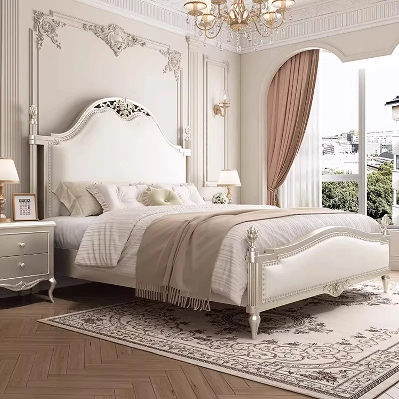 

Aesthetic Unique Bed Modern European White Two Persons Bed Storage Space Nightstands Camarotes Para Dormitorio Furnitures