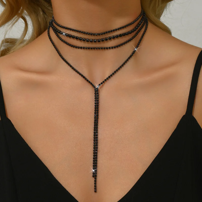 

Hot Selling European and American Cross-Border Jewelry Simple Long Snake Bone Chain Necklace Minimalist Design Multi-Layer Tasse