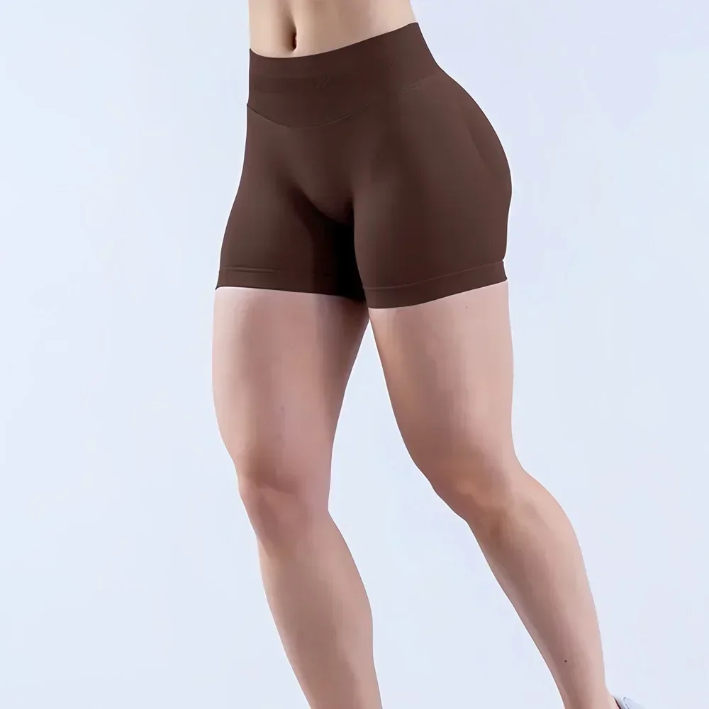 شورت ديناميكي مع شعار منخفض الخصر سلس اليوغا السراويل Scrunch Bum الصالة الرياضية السراويل تجريب السائق قصيرة تمتد اللياقة البدنية الملابس