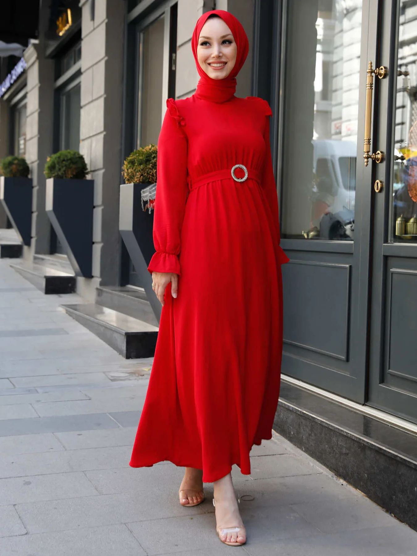 Mode robes musulmanes Vintage dubaï turquie Abbaya Robe d'été femmes bohème ceinture à manches longues Robe Musulmane Femme robes