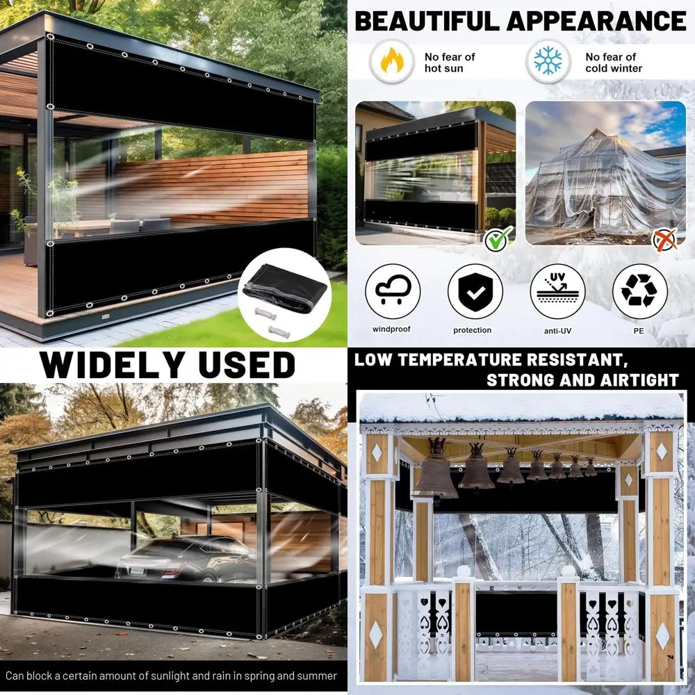 

Водонепроницаемые УФ-стойкие виниловые шторы для патио (19 унций) с люверсами для использования на улице и в помещении