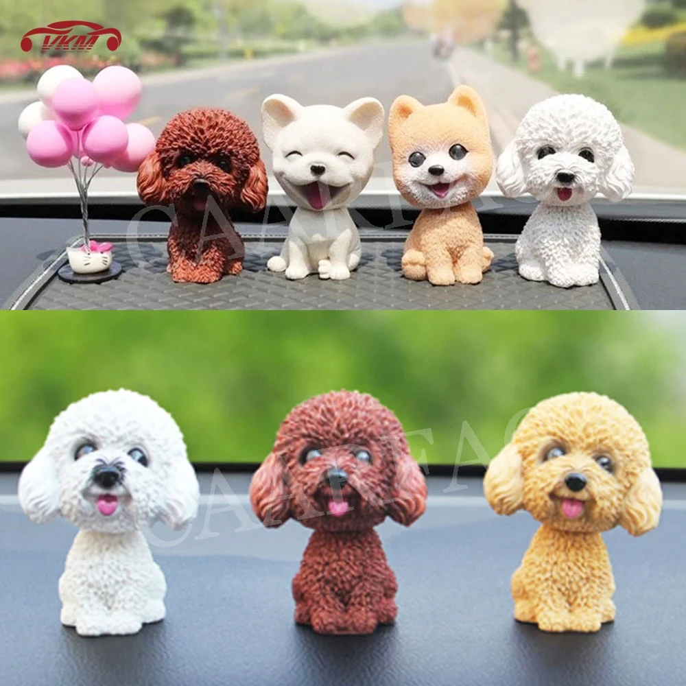 Car Shaking Head Dog Ornaments Bobblehead Dog Nodding Puppy Toys Shaking Head Dolls Accessorise For All Universal Car